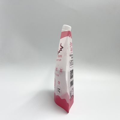 CMYK 4 ชั้น PE ถุงน้ำผลไม้แบบกำหนดเองถุงพลาสติกของเหลวพร้อมหัวฉีด