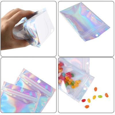 Shiny Holographic Mylar บรรจุภัณฑ์อาหารถุง  กระเป๋าอลูมิเนียมฟอยล์ Metallized