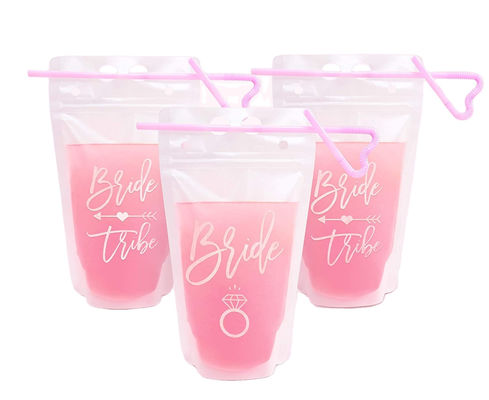 ปาร์ตี้กีฬา Use16OZ ดื่มถุงบรรจุของเหลวพร้อมที่จับฟาง