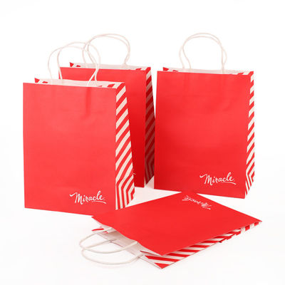 คราฟท์กระเป๋าถือ Drawstring ถุงของขวัญกระดาษพิมพ์แบบกำหนดเอง 150g