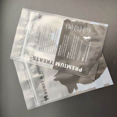 ยืนขึ้นถุงบรรจุภัณฑ์อาหารสัตว์เลี้ยงกระเป๋า Rotogravure ด้านล่างแบนพิมพ์ด้วยซิป