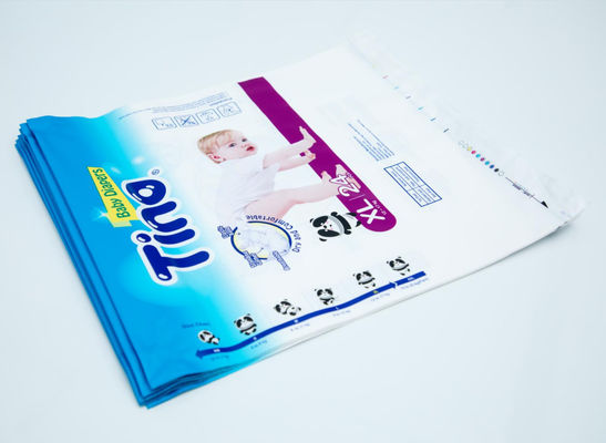 LDPE ผ้าอ้อมผ้าอนามัยบรรจุภัณฑ์ถุงพลาสติกพิมพ์แบบกำหนดเอง ISO พร้อม Patch Handle
