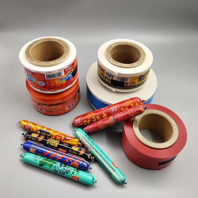 ไส้กรอกม้วนบรรจุภัณฑ์พิมพ์แบบกำหนดเอง 80Mpa PVDC เคลือบฟิล์ม 40-60um