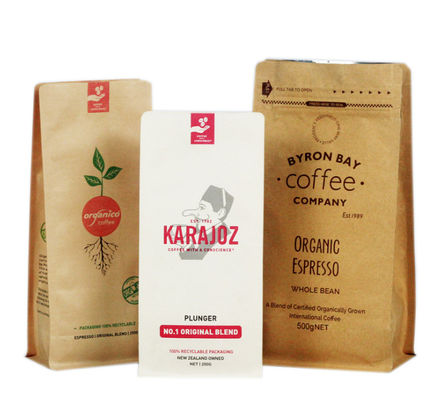 คราฟท์  หน้าต่างใสถุงบรรจุภัณฑ์เมล็ดกาแฟรีไซเคิลพิมพ์ดิจิตอล