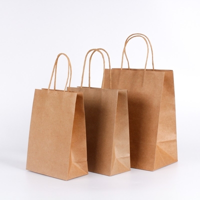 ถุงช้อปปิ้งกราเวียร์รีไซเคิลได้เคลือบเงาอาหาร Takeaway ถุงกระดาษคราฟท์
